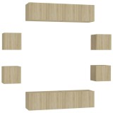Cumpara ieftin Set de dulapuri TV, 8 piese, stejar sonoma, lemn prelucrat