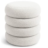 Taburet tapitat Snuggo cu spatiu de depozitare, velur, diametru 42 cm, inaltime 45 cm, alb Household NewTrend