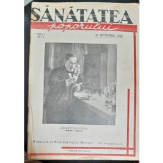 Revista Sanatatea Poporului nr.3/1945 din cuprins 50 de ani de la moartea Louis Pasteur