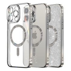 Husa premium iPhone 16 Pro Techsuit Luxury Glitter MagSafe, argintiu foto