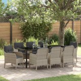 Cumpara ieftin Set de masă pentru grădină 9 pcs Gri deschis Rattan poli