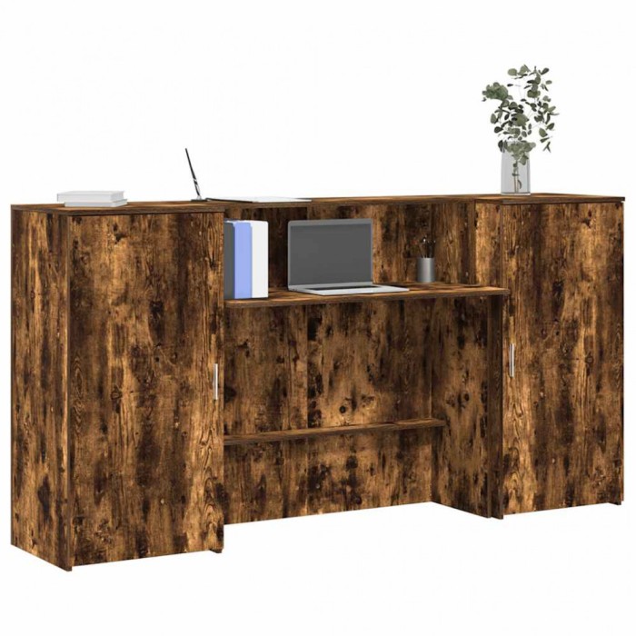 vidaXL Birou de recepție stejar afumat 200x50x103,5 cm lemn prelucrat 3324218