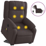 Fotoliu electric masaj rabatabil cu ridicare maro inchis textil