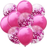 Set 10 baloane din latex, flippy, model party confetti, 5 x confetti, 5 x roz, 25 cm, 2.2g