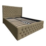 Pat Matrimonial Allegria tapitat cu somiera rabatabila diverse dimensiuni, culoare maro - 120x200