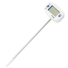Termometru de bucatarie cu sonda din otel inoxidabil, ecran LCD, buton ON OFF, capac detasabil, lungime 19 cm, 300 C