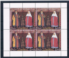 Kazahstan, costume traditionale, 2001, bloc, MNH foto