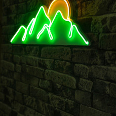 Decoratiune luminoasa LED, Mountain, Benzi flexibile de neon, DC 12 V, Verde galben