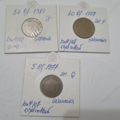 monede germania rfg 3v. 50 pf 1981, 10pf si 5pf 1977
