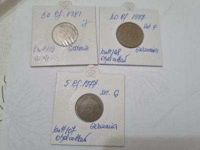 monede germania rfg 3v. 50 pf 1981, 10pf si 5pf 1977 foto