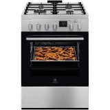 Aragaz Electrolux LKK660220X, Mixt, 4 arzatoare , Siguranta plita, Aprindere integrata, Cuptor electric, Plus Steam, AirFry, Timer, Grill electric, Cl
