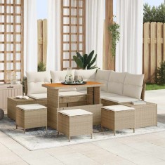 vidaXL Set de canapele pentru grădină 8 pcs Bej Rattan poli 3364741