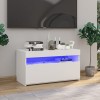 Gossi comoda tv cu lumini led, alb extralucios, 75x35x40 cm