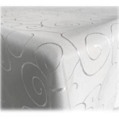 Fata de masa patrata cu ornament Jemidi, 90 x 90 cm, Alb, Poliester, 55264.02.01