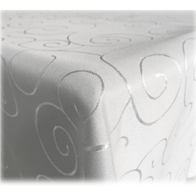 Fata de masa cu ornament Jemidi, 110 x 180 cm, Alb, Poliester, 55264.02.05 foto