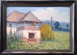 K. Profira-&quot;Casă veche rom&acirc;nească&quot;, pictură veche &icirc;n ulei