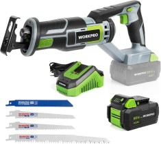 Fierastrau sabie WORKPRO, 20V , 4 lame, Batie si Incarcator incluse