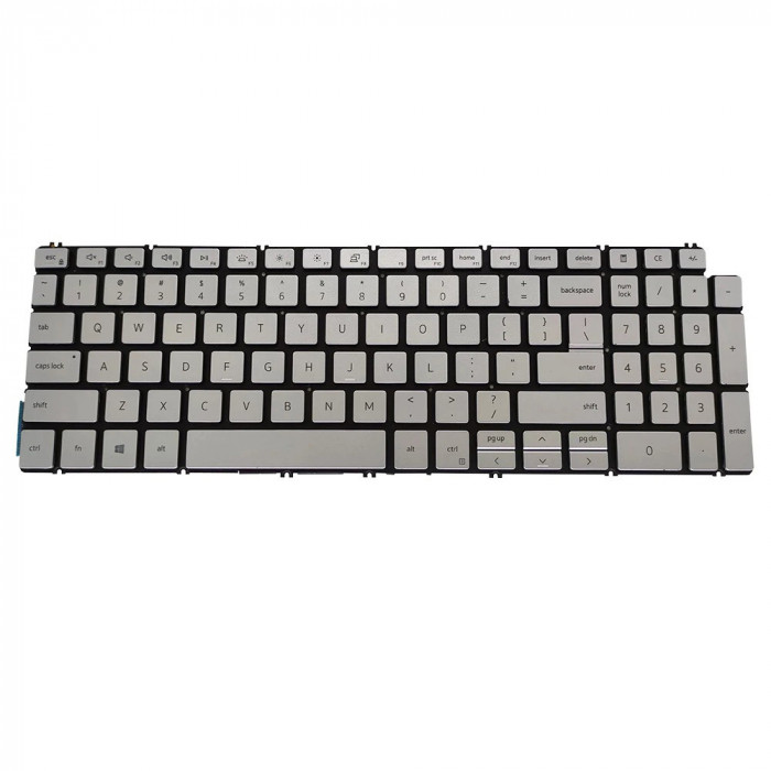 Tastatura Laptop, Dell, Vostro 15 5000 series 5501, 5502, P102F, 5590, P88F, (an 2019), iluminata, argintie, layout US