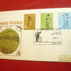 Plic FDC -County Cricket 1973 Anglia