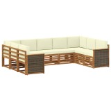 vidaXL Set canapea sectională cu pernă 7 pcs Natural și Crem 3384826