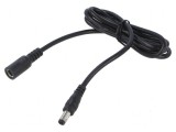 Cablu DC 5,5/2,5 mm2 cu mufă și soclu drept negru 2x0,5mm2