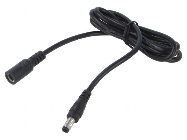 Cablu DC 5,5/2,5 mm2 cu mufă și soclu drept negru 2x0,5mm2