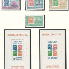 Costa Rica 1963 Mi 626/29 + bl 6 A/B MNH - 100 de ani de timbre
