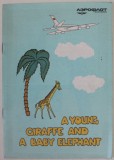 A YOUNG GIRAFFE AND A BABY ELEPHANT , ANII &#039;80
