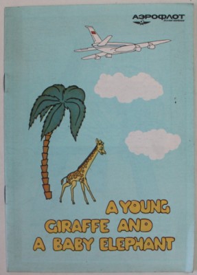 A YOUNG GIRAFFE AND A BABY ELEPHANT , ANII &amp;#039;80 foto