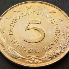 Moneda 5 DINARI / DINARA - RSF YUGOSLAVIA, anul 1980 *cod 1550 C