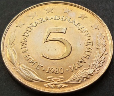 Moneda 5 DINARI / DINARA - RSF YUGOSLAVIA, anul 1980 *cod 1550 C foto
