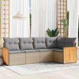 vidaXL Set canapele de grădină cu perne, 5 piese, bej, poliratan 3260029