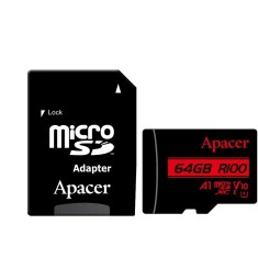 Card microSDXC UHS-I U1 V10 A1 Apacer 64GB R100 cu adaptor SD AP64GMCSX10UB-R