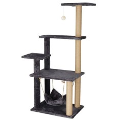 Ansamblu de joaca pentru pisici, Springos, cu platforme, culcus, grafit si crem, 52x37x121 cm GartenVIP DiyLine
