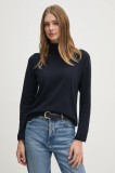 United Colors of Benetton pulover din amestec de l&acirc;nă culoarea bleumarin, light, cu guler, 1035D2551