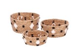 Cumpara ieftin Set 3 cosuri rotunde ratan multicolor 22 x 9 cm, 26 x 13 cm, 30 x 15 cm