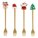 Set Furculite Aurii cu Figurine de Crăciun 17cm, CMCLASS