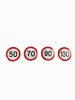Set 4 Abtibilduri Reflectorizante Limita Viteza 50 70 90 130 km/h, Tuning Auto Exterior, Diametru 11.5cm