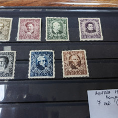 Serie timbre Austria 1922, compozitori, 7 valori,(418-424 Michel),urme sarniera