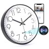 Camera spion in Ceas de perete iUni W31, Wi-Fi, Full HD, Senzor de miscare, Alb-Negru