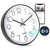 Cumpara ieftin Camera spion in Ceas de perete iUni W31, Wi-Fi, Full HD, Senzor de miscare, Alb-Negru