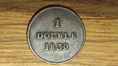 Guernsey - moneda de colectie exotica - 1 double 1830 - stare destul de buna - greu de gasit ! foto