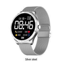 Ceas smartwatch Q9L unisex, 1.3 inch IPS HD, multi sport,curea metalica si silicon, Silver