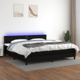Cumpara ieftin Pat cu arcuri, saltea și LED, negru, 200x200 cm, textil