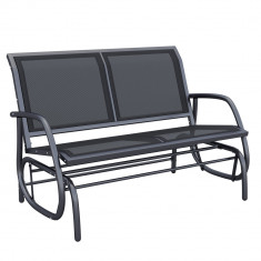 Outsunny Banca tip Leagan 2Locuri in Metal, Negru, 123x70x87cm