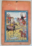 &quot;Scena de lupta&quot; Iran (Persia) tempera/guasa pe hartie Școala Qajar cca. 1850