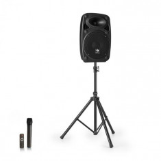 Auna Streetstar 8, sistem mobil PA + stativ, 8&amp;amp;quot; Woofer, UHF-Micro, 200 W, negru foto