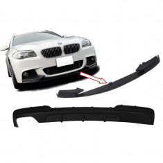 Prelungire Lip Fata + Difuzor Bara Spate Evacuare Simpla Bmw Seria 5 F10 11-17 foto