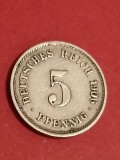 5 pfennig 1906 G [rara, tiraj redus, valoare ridicata], stare UNC (poze), Europa