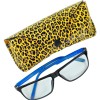 Toc Etui ochelari din piele naturala, Clio, print leopard